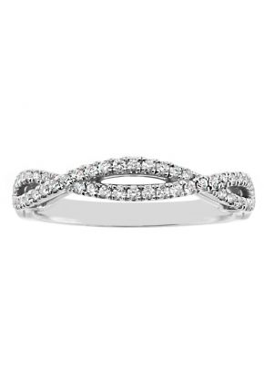 Two Row Twist with 3 Bezeled Diamonds on Side Profile, Diamond Ring in 18kt White Gold