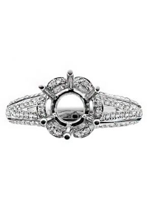 Flower in Bloom Diamond Engagement Ring Semi Mount in 18kt White Gold