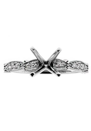 Round Diamonds Set in Marquise Shaped Patterns Diamond Engagement Ring Semi Mount