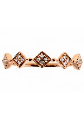 5 Sideway Squares, Ladies Stackable Diamond Ring in 18kt Rose Gold