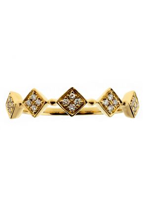 5 Sideway Squares, Ladies Stackable Diamond Ring in 18kt Yellow Gold