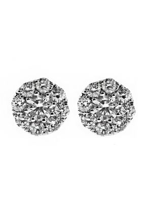 0.84ct Diamond Stud with Halo Earring Cluster in 18kt White Gold