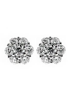 1.11ct Diamond 3D Cluster Earrings in 18kt White Gold