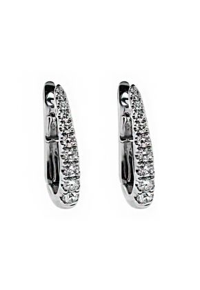 Small Graduating Diamond Thin Huggie Style Hoop Earring in 18kt White Gold