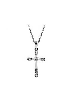 Gold and Diamond Cross in 18kt White Gold