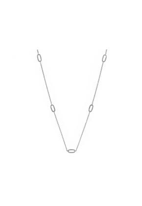Open Oval Diamond Links on a Chain Necklace in 18kt White Gold