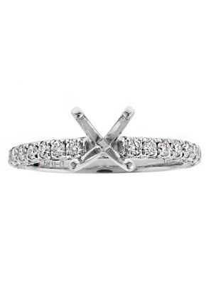 U Prong Shank Scallop Side Design with Milgrain Diamond Engagement Ring Semi Mount