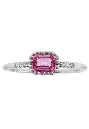 Pink Sapphire Ring With Diamond Accents in 14kt White Gold