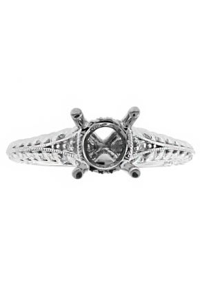 Diamond Embellished Rope Design Semi Mount Engagement Ring in 18kt White Gold