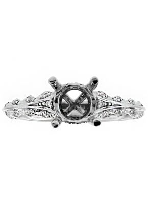 Diamond Embellished Twist Design Semi Mount Engagement Ring in 18kt White Gold