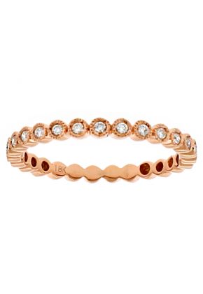 Stackable 18kt Rose Gold Ladies Bezel Set Diamond Ring