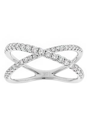8.2mm Wide Diamond X Ring in 18kt White Gold