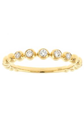 Stackable 5 Bezel Set Diamonds Beaded Ring in 18kt Yellow Gold