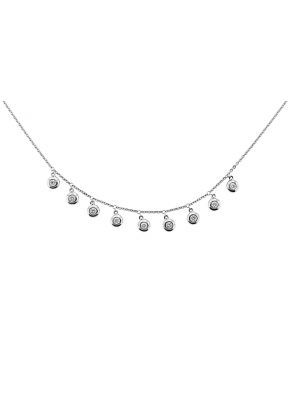 9 Dangling Bezel Diamond Necklace in 18kt White Gold