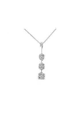 Three Diamond Drop Clusters Topped with a Single Stone Pendant in 18kt White Gold