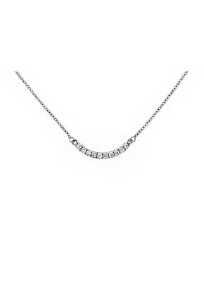 Diamond Curved Bar Necklace in 18kt White Gold