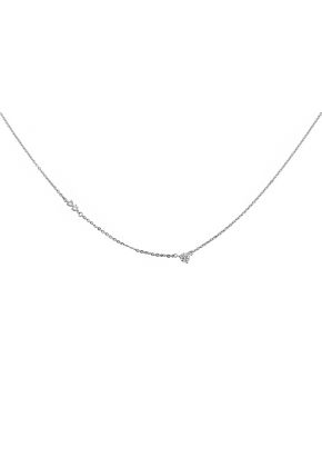 Three Stone Solitaire Necklace in 18kt White Gold