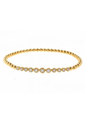 Beaded Bangle with Diamonds in 18k Yellow Gold