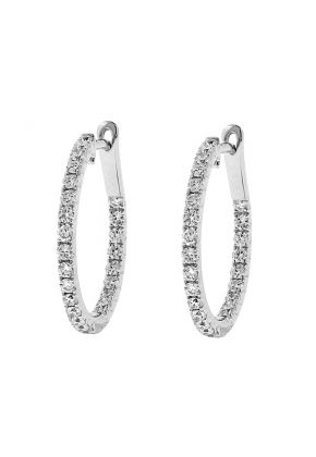 Inside/Outside Diamond Hoop Earrings in 18k White Gold
