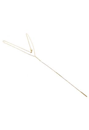 Long Y Necklace with Bar Design of Diamonds in 18k Yellow Gold