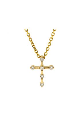 Cross Pendant with Channel Set Diamonds in 14k Yellow Gold