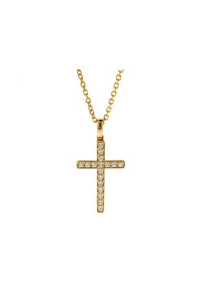 Cross Pendant with Diamonds in 14k Yellow Gold