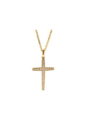 Cross Pendant with Diamonds in 14k Yellow Gold