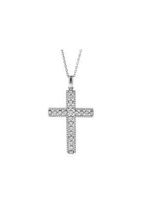 Cross Pendant with Diamonds in 14k White Gold