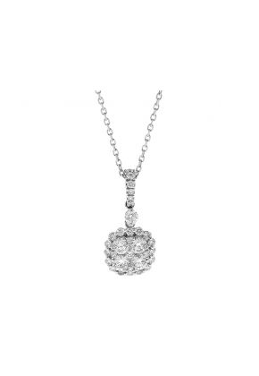 Square Diamond Cluster Pendant / Necklace - 18k White Gold Jewelry