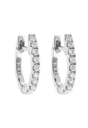 Small Diamond Hoop Earrings - 18k White Gold
