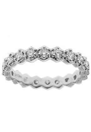 Hexagon Design Eternity Band with Diamonds in 18k White Gold