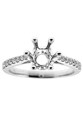 Thin Graduating Shank with Diamonds under Crown Diamond Engagement Ring Semi Mount