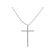 Thin Single Row Cross Pendant with Diamond Rounds Set in 18k White Gold
