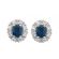 Oval Sapphire Stud Earrings with Diamond Halo in 18K White Gold