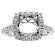 Semi-Mount Square Halo Engagement Ring with Filigree Milgrain and Diamonds Set in 18k White Gold