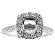 Semi-Mount Square Halo Engagement Ring with Milgrain Filigree and Diamonds Set in 18k White Gold
