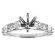 6 Prong Semi Mount Milgrain Engraved Engagement Ring with Bezel and Prong Set Round and Pear Shaped Diamonds in 18k White Gold