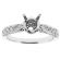 4 Prong Semi Mount Milgrain Engraved Engagement Ring with Prong, Pav??, and Bezel Set Diamonds in 18k White Gold