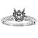 4 Prong Semi-Mount Milgrain Engraved Engagement Ring with Filigree Detail and Diamonds Set in 18k White Gold