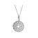 Round Pendant with Decorative Beaded Milgrain in a Flower Design and Diamond Rounds Set in 18k White Gold