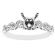 4 Prong Semi-Mount Engagement Ring with Bezel Set Round and Marquise Diamonds Surrounded by Beaded Milgrain in 18k White Gold