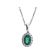 Solitaire Oval Emerald Pendant with Diamond Halo Set in 18K White Gold