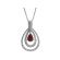 Drop Shaped Ruby Pendant with Double Diamond Halos in 18K White Gold