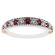 Two Tone Ruby and Diamond Single Row Band with Beaded Milgrain Border Set in 18K White and Rose Gold