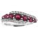 Curvy Right Hand Fashion Ring with Rubies and Bordering Diamond Rounds Set in 18K White Gold