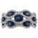 Wavy Style Right Hand Fashion Ring with Sapphires Surrounded by Diamonds in 14K White Gold