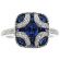 Square Sapphire Right Hand Fashion Ring with Diamond Rounds and Beaded Milgrain Set in 18K White Gold