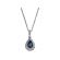 Drop Shaped Sapphire Pendant with Graduated Halo of Diamond Rounds Set in 18K White Gold