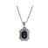 Sapphire Pendant Bordered with Diamond Rounds and Beaded Milgrain in 18K White Gold