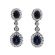 Dangling Sapphire Earrings with Prong Set Diamond Halos and Bezel Set Diamond Rounds in 18K White Gold